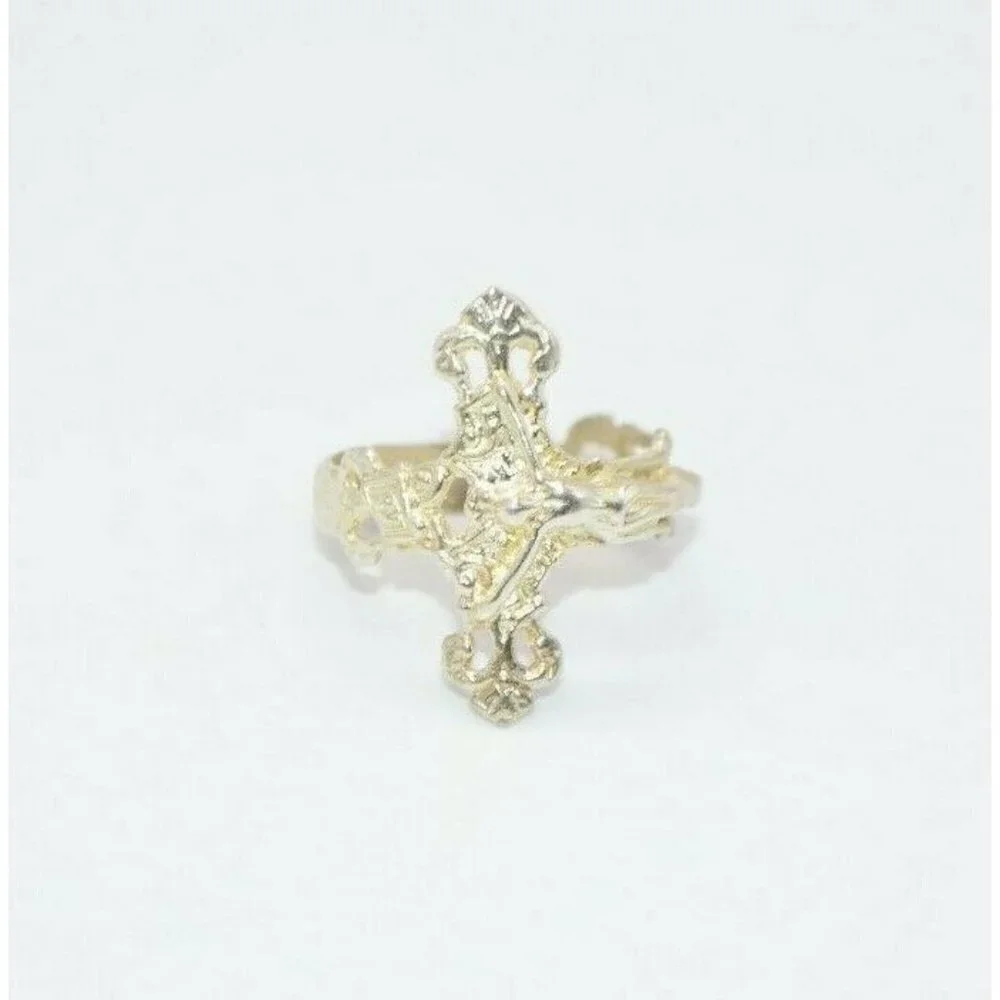 Crucifix Religious Cross Silver Tone Statement